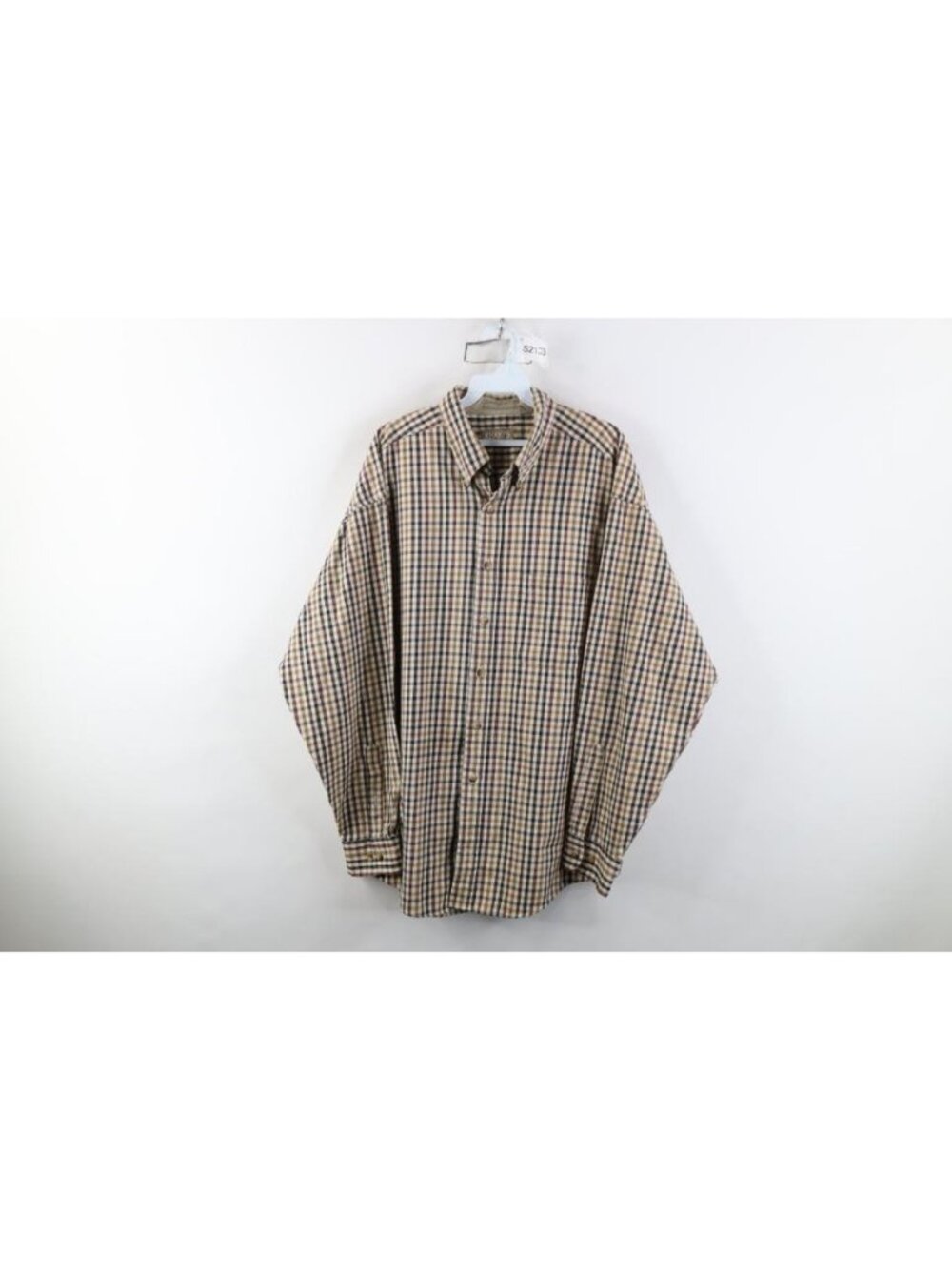 Vtg 90s Streetwear Mens XL Earth Tone Gingham Plaid Collared Button Down Shirt